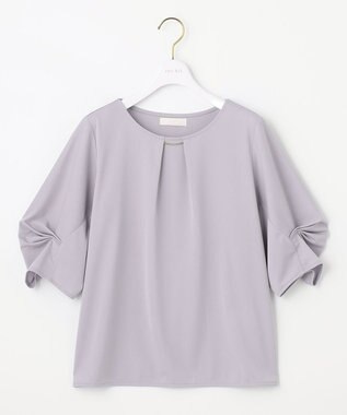ANY SIS 【接触冷感・吸水速乾・UVケア】エアリードレープスムース タックスリーブ ブラウス ラベンダー
