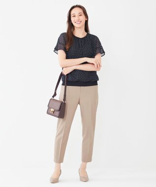 ANY SIS 【洗える】シフォンプリント ブラウス ネイビードット