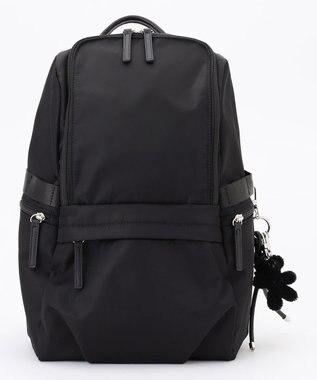 ICB 【4/3-4/19期間限定・受注生産】選べるチャーム 8ポケットナイロンリュック カスタマイズ クマ&フェイクレザーロープ黒