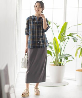 J.PRESS LADIES S 【洗える】ストレッチリブフェイス スカート スレート系
