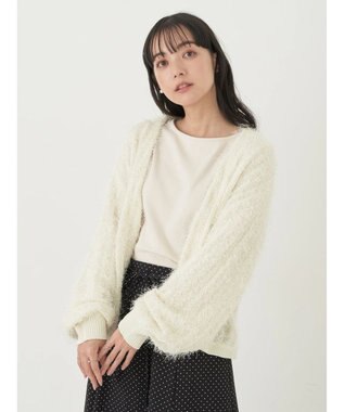 earth music&ecology ふさふさショートカーディガン Ivory