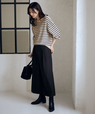 ANY 【8色展開】Vネックデイリーニット ベージュ×ブラック