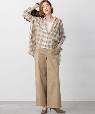 23区 【洗える】シャイニーリブ タンクトップ アイボリー系