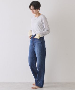 AMERICAN HOLIC ルーズストレートペイントデニム Indigo