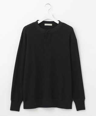 UNFILO MENS イージーケア ワッフル ヘンリーネック [23年春夏商品] ブラック