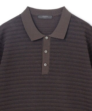 JOSEPH HOMME 【洗える】ジオメトリックボーダー　ポロニット ダークブラウン系3