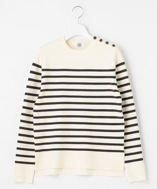 J.PRESS LADIES 【洗える】ミラノリブバスクボーダー ニット アイボリー系1