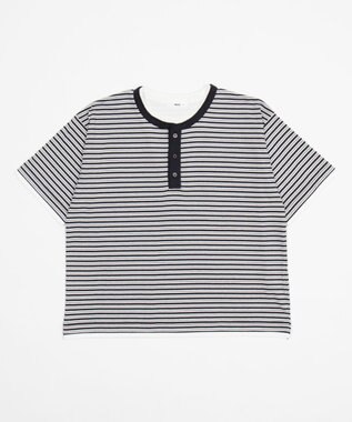 WEGO 【ユニセックス着用ITEM】ボーダーヘンリーネックT（SS） ブラックボーダー