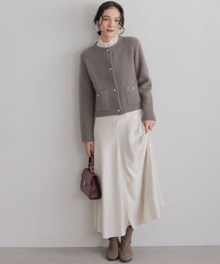 組曲 L 【加藤ローサさん着用】フラッフィーファーニット ジャケット ブラウン系