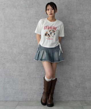 WEGO グラフィックショートサイドリボンドロストT 柄10