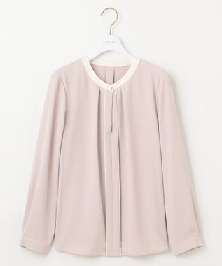 ANY SIS S 【洗える】フロントタック ブラウス ローズグレー×アイボリー