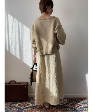 Green Parks クルーネックカーディガン Beige