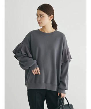 Green Parks ・ＳＵＧＡＲ　ＳＰＯＯＮ　ラッフルショルダースウェット Charcoal Gray