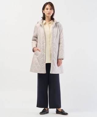 J.PRESS LADIES S 【WEB限定カラーあり・2way】コンパクトタフタキルティング  フーデッド コート アイボリー系