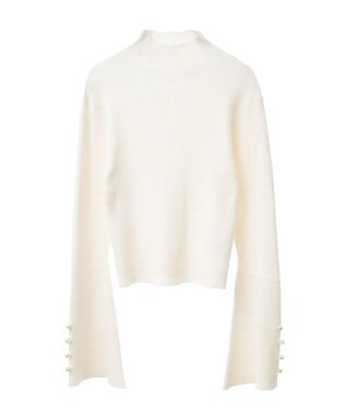 Green Parks ・ｓｗｉｎｇ　ｂｙ　袖パールボタンハイネックニット Gray Mixture