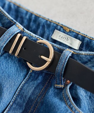 earth music&ecology ラウンド　バックルベルト Black