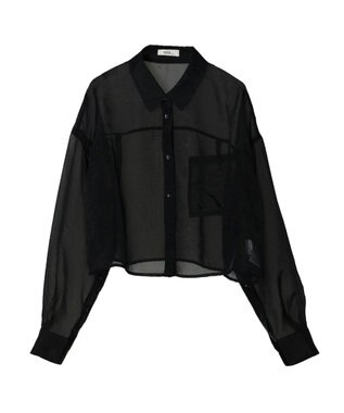 earth music&ecology ソデスリットクロップドシャツ Black