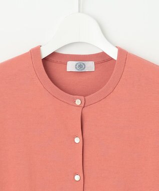 J.PRESS LADIES BASIC HT COTTON クルーネック カーディガン ローズピンク系