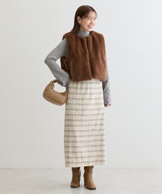 Green Parks ・ｓｗｉｎｇ　ｂｙ　袖パールボタンハイネックニット Gray Mixture