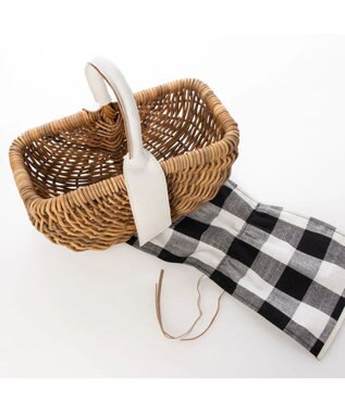 UNBILLION perche アラログ×姫路レザーフラップ付きカゴバッグ アイボリーチェック