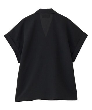 Green Parks 麻調合繊フレンチスリーブジャケット Black