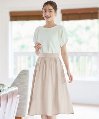 Tiaclasse パニエ付きフレアスカート ベージュ