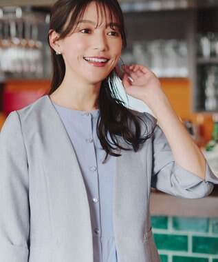 Tiaclasse 【吸水速乾・接触冷感・UVケア・防シワ・洗える】カチオンカラーレスジャケット チャコールグレー