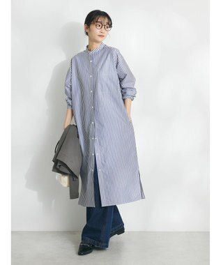 CRAFT STANDARD BOUTIQUE プランサーボタンシャツワンピース Stripe Black