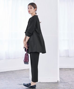 Tiaclasse 【洗える】裏ベロアジョーゼットジョグパンツ ブラック