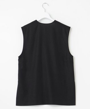 UNFILO 【洗える】リネンミックスツイル ベスト ブラック