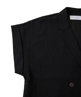 Green Parks 麻調合繊フレンチスリーブジャケット Black