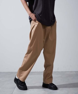 WEGO 【ユニセックス着用ITEM/ウエストゴム/手洗い可】チノイージーワイドパンツ ベージュ