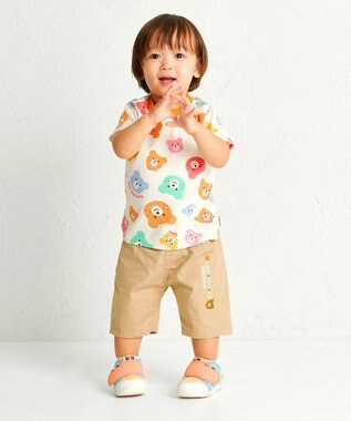 MIKI HOUSE HOT BISCUITS 【80-120cm】 パステルロゴ 6分丈パンツ ベージュ