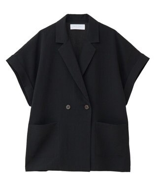 Green Parks 麻調合繊フレンチスリーブジャケット Black