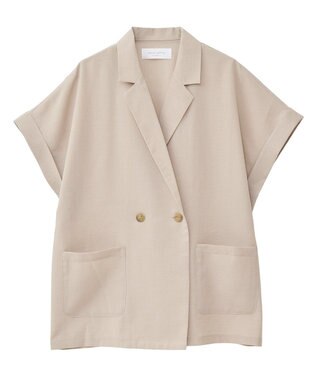 Green Parks 麻調合繊フレンチスリーブジャケット Light Beige