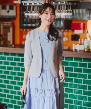 Tiaclasse 【吸水速乾・接触冷感・UVケア・防シワ・洗える】カチオンカラーレスジャケット チャコールグレー