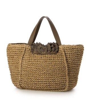 UNBILLION カシュカシュ cachecache / フリルフラップスクエアトート カゴバッグ ブラウン