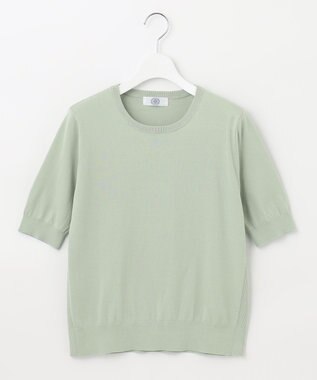 J.PRESS LADIES 【洗える】 BASIC HI-COTTON クルーネック ニット ライトグリーン系