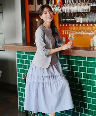 Tiaclasse 【吸水速乾・接触冷感・UVケア・防シワ・洗える】カチオンカラーレスジャケット チャコールグレー