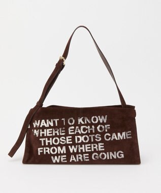 russet ステンシルデザインスエード横長ショルダーバッグ(CE-1640) D.Brown