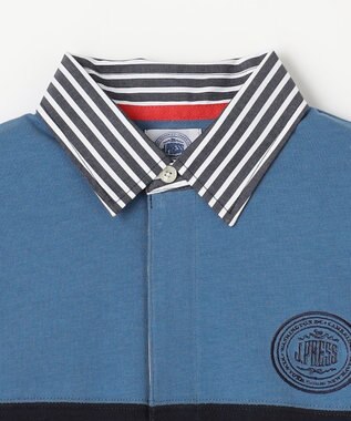 J.PRESS KIDS 【140-170cm】襟ストライプ ブロッキングポロシャツ ブルー系2