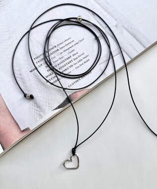 Phoebe <オンワード限定セット>ワンストロークハートコードネックレス×アークカフワイドバングル シルバー