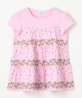 組曲 KIDS 【110-140㎝】ティアードフラワー チュニック ピンク