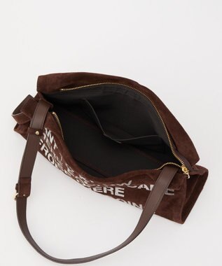 russet ステンシルデザインスエード横長ショルダーバッグ(CE-1640) D.Brown