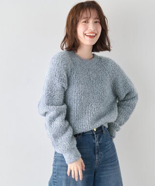 ANY カーリーファンシーニット ブルー