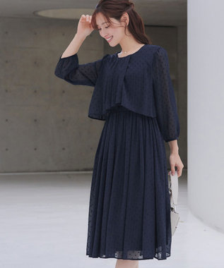 Tiaclasse 【新色追加】シフォンドレープワンピース ネイビー