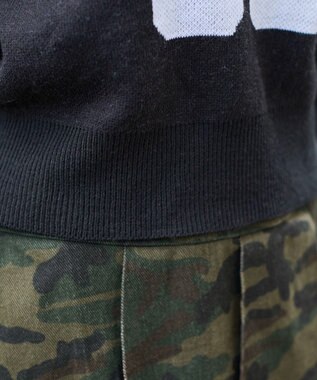 WEGO オープンショルダーナンバリングニット ブラック