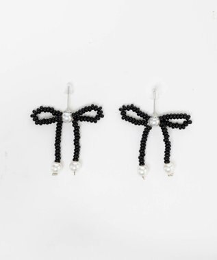 WEGO Lビーズリボンピアス ブラック