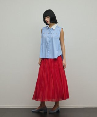 GRACE CONTINENTAL トリコットプリーツスカート レッド