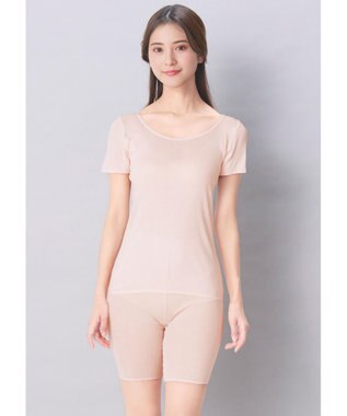 Wing インナー 綿100％ 抗菌防臭(身生地) フラット仕上げ(裾・袖口) 【綿100％ ひびきにくいタイプ】 3分袖 半袖 春 夏 EL1375 ウイング／ワコール ピンク